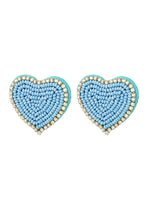 Afbeelding in Gallery-weergave laden, Beaded Heart Earrings - blue
