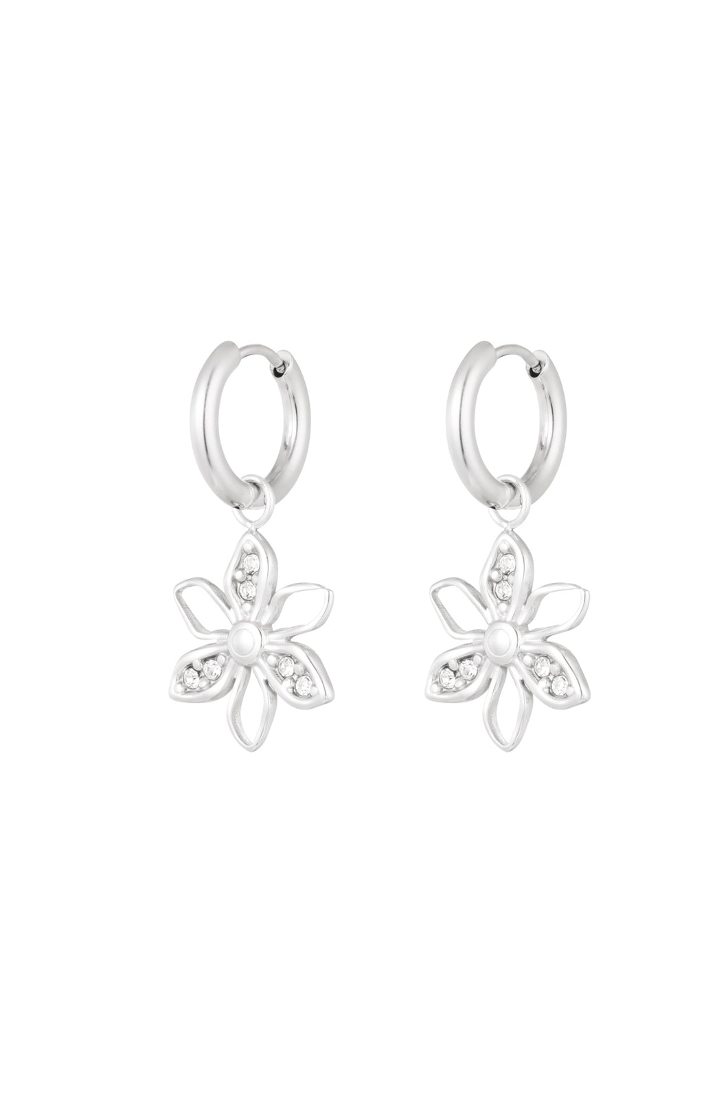 Flower Earrings - silver