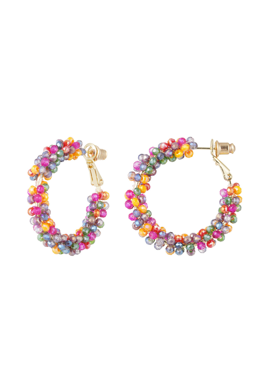 Beaded Glass Hoops - multi