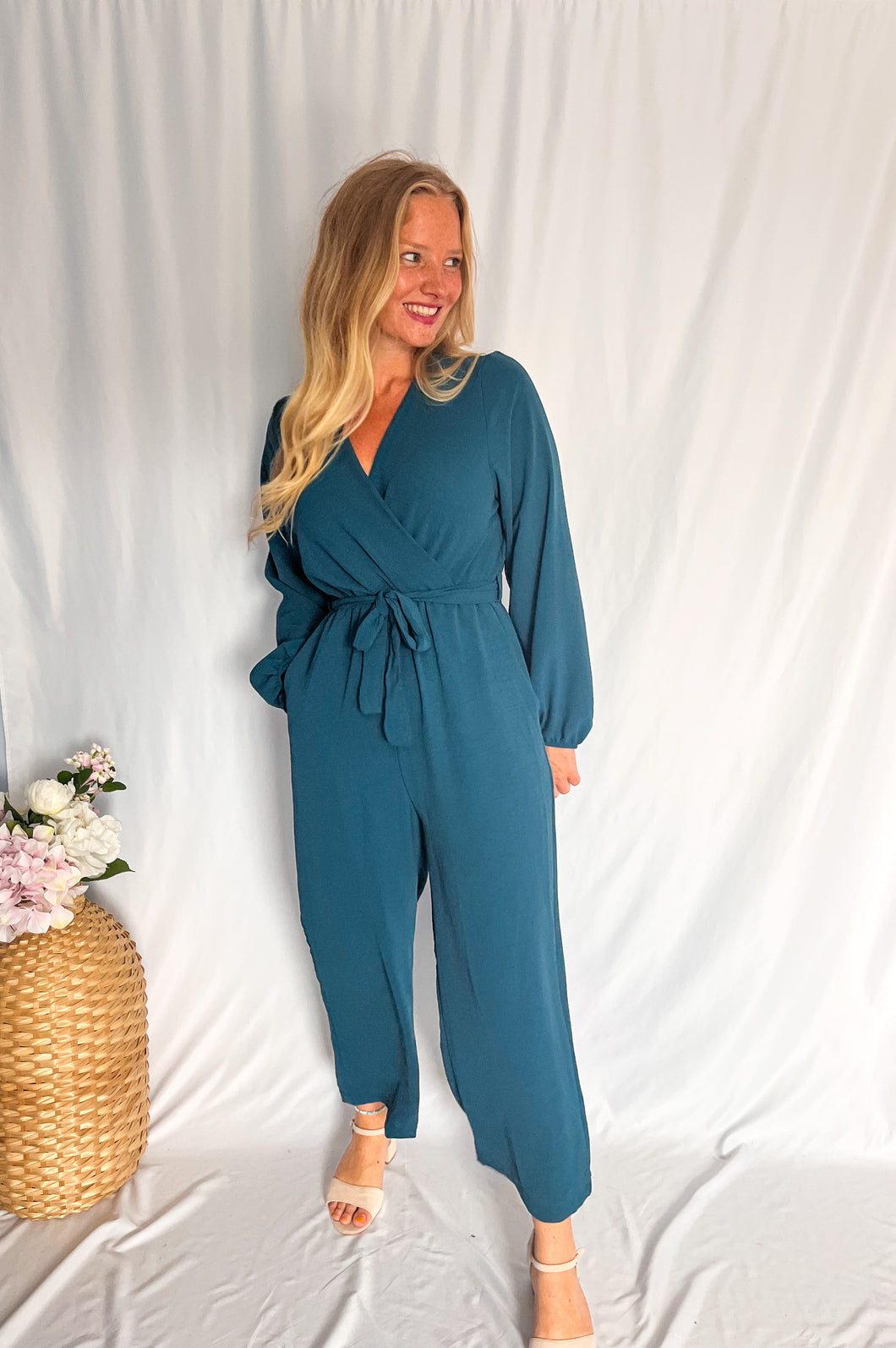 Flirty Fluid Jumpsuit - teal