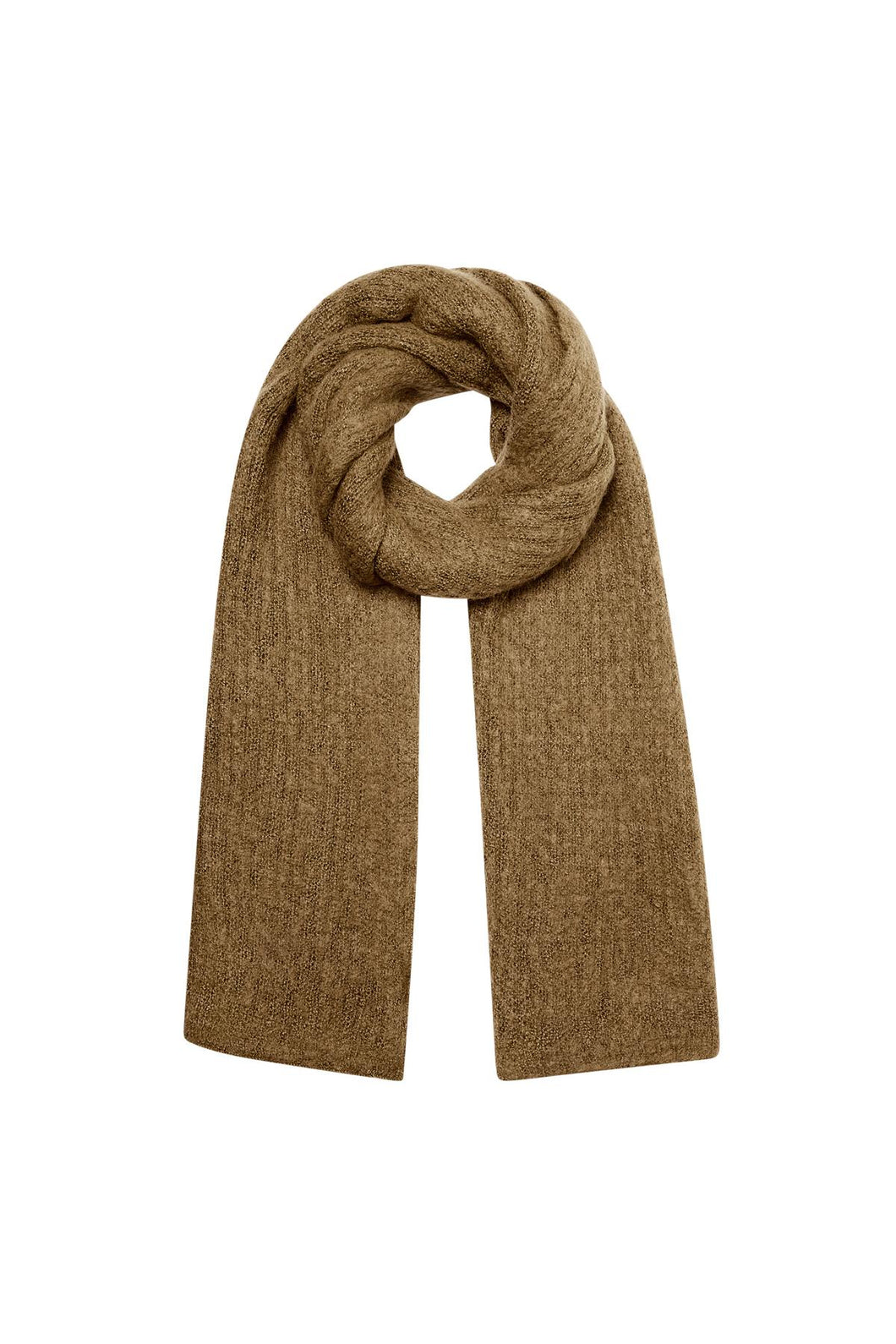 Plain Knitted Scarf - camel