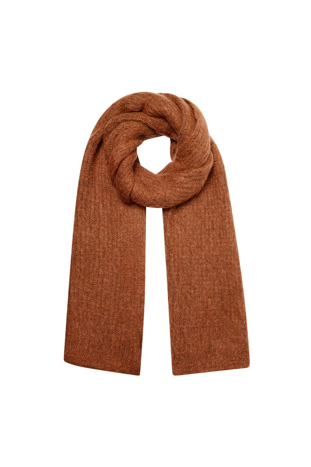 Plain Knitted Scarf - cognac