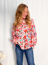 Afbeelding in Gallery-weergave laden, Floral Balloon Sleeve Blouse - pink/red
