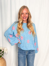 Afbeelding in Gallery-weergave laden, Cozy Flower Sweater - blue/plink

