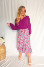 Afbeelding in Gallery-weergave laden, Floral Midi Skirt - pink
