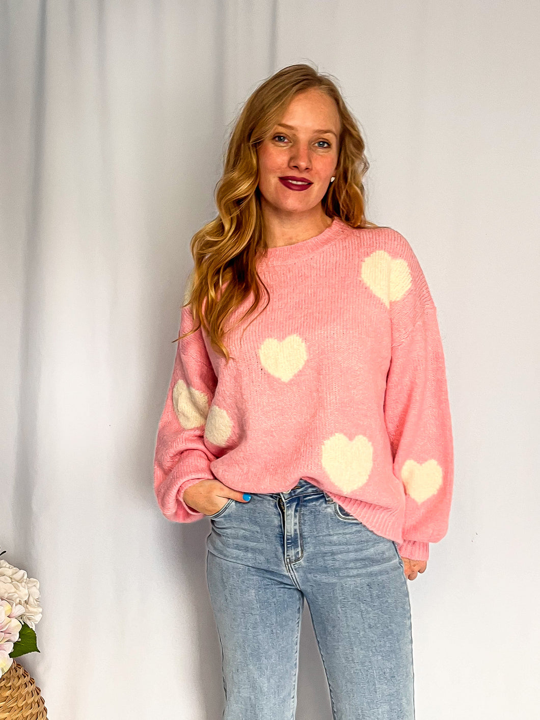 Lovely Heart Sweater - pink