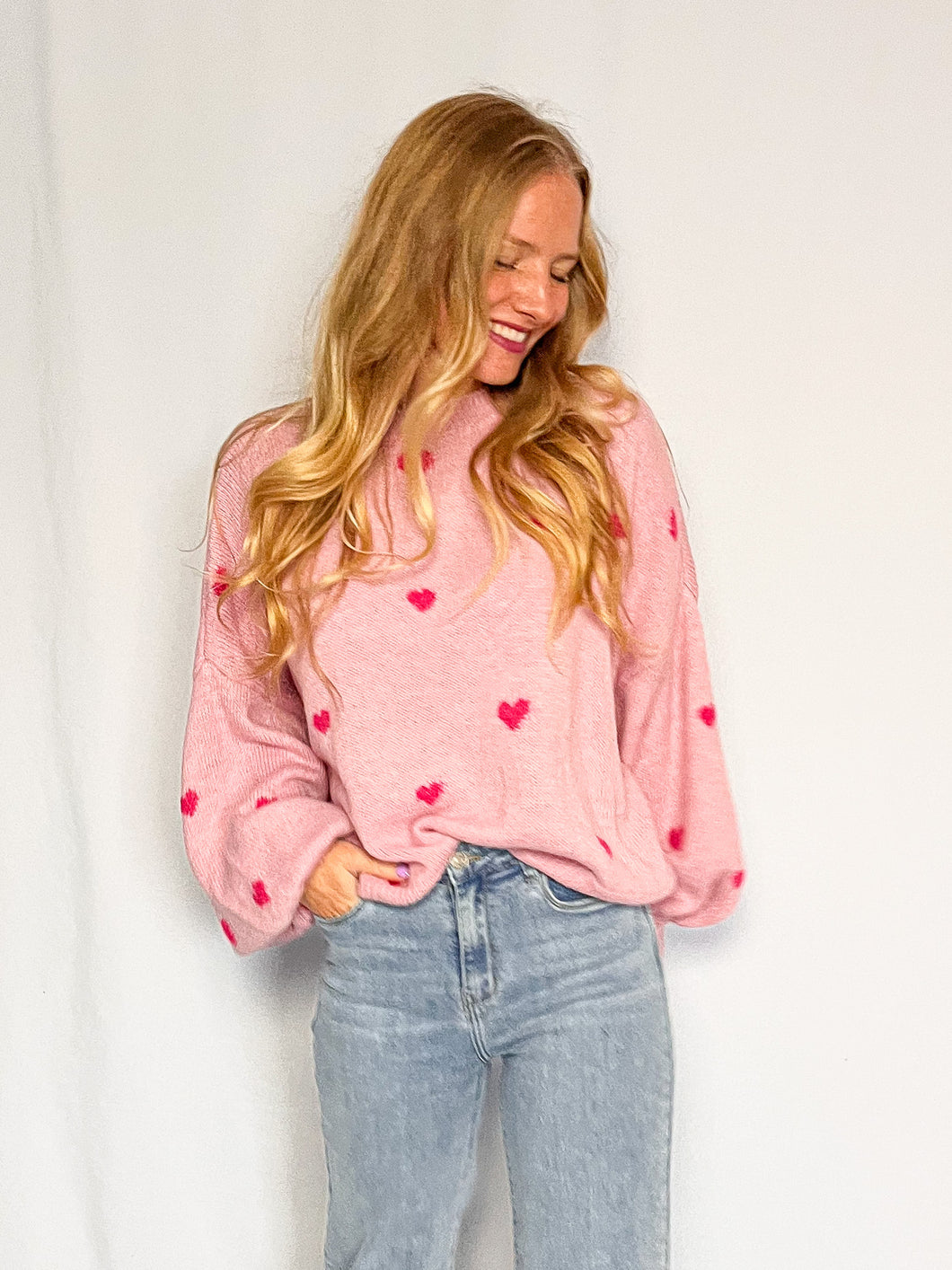 Cozy Heart Sweater - rose/fuchsia