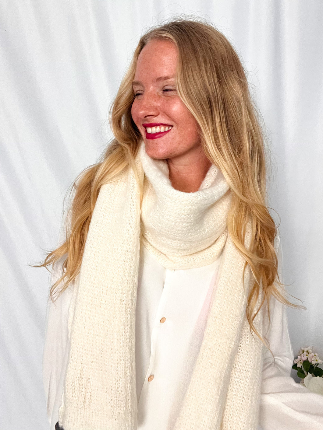 Plain Knitted Scarf - white
