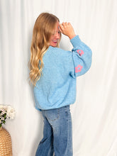 Afbeelding in Gallery-weergave laden, Cozy Flower Sweater - blue/plink
