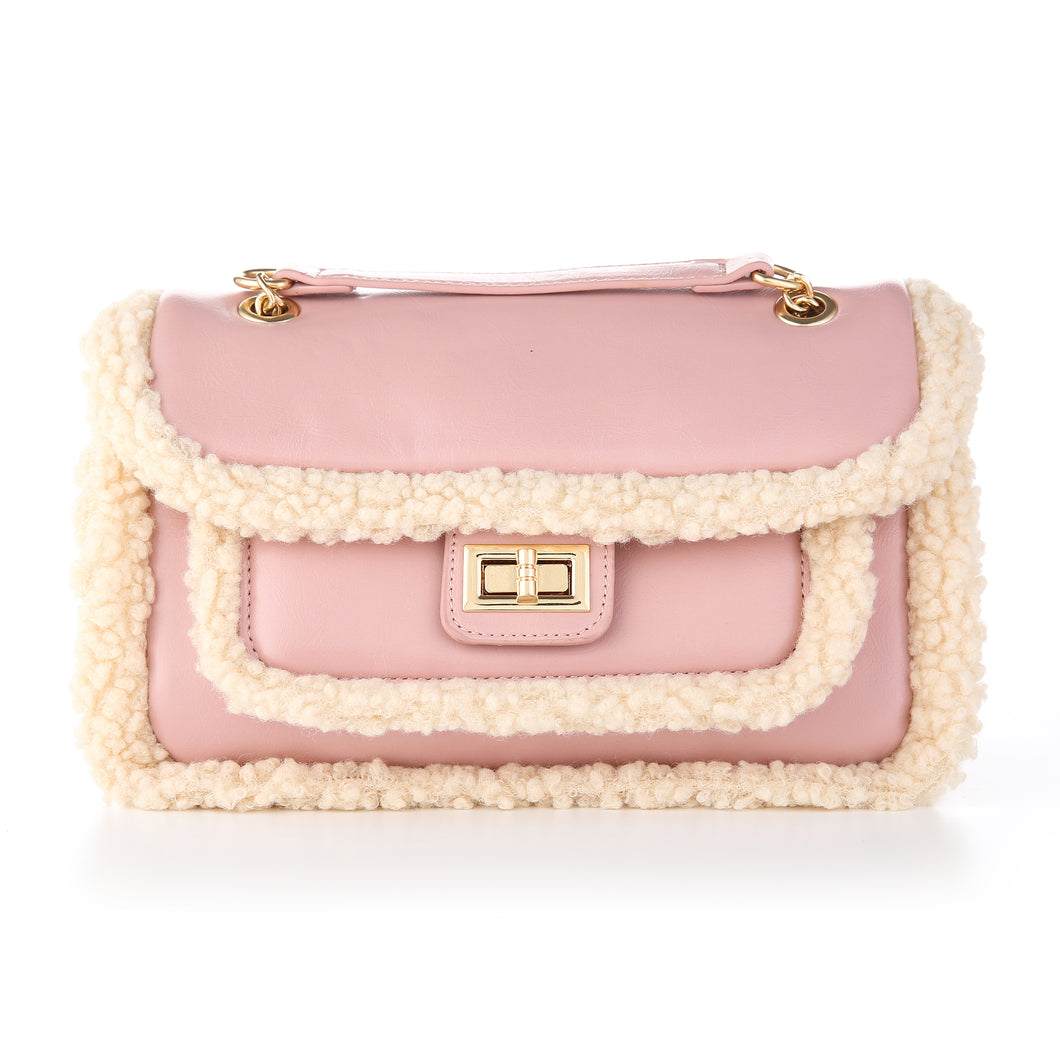 Leather Look Teddy Bag - pink