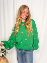 Afbeelding in Gallery-weergave laden, Cozy Heart Sweater - green/pink
