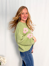 Afbeelding in Gallery-weergave laden, Oversized Flower Sweater - green/pink
