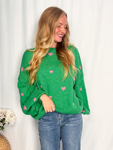 Afbeelding in Gallery-weergave laden, Cozy Heart Sweater - green/pink
