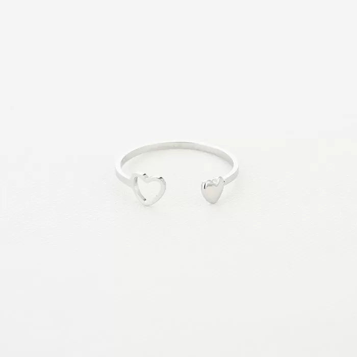 Double Heart Ring - silver