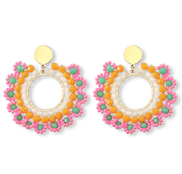 Coral Reef Earrings - light pink/green