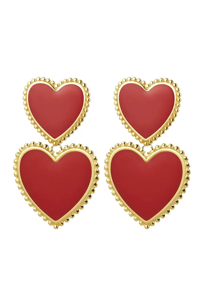 Double Self Love Earrings  - red