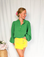 Afbeelding in Gallery-weergave laden, Puff Sleeve Tetra Blouse - green

