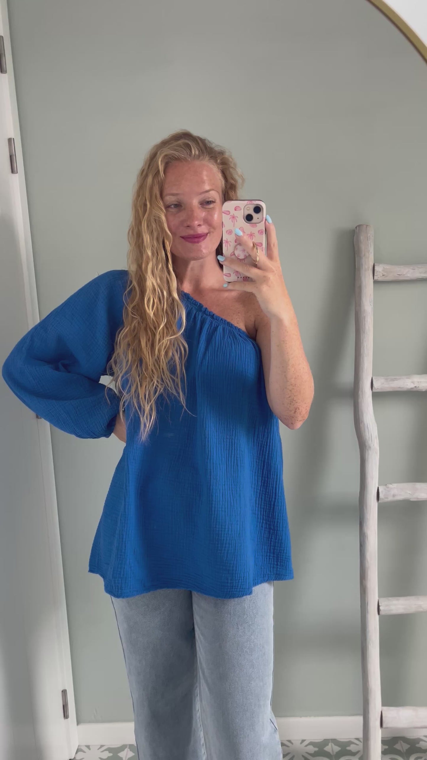 Assymetric Tetra Blouse - royal blue