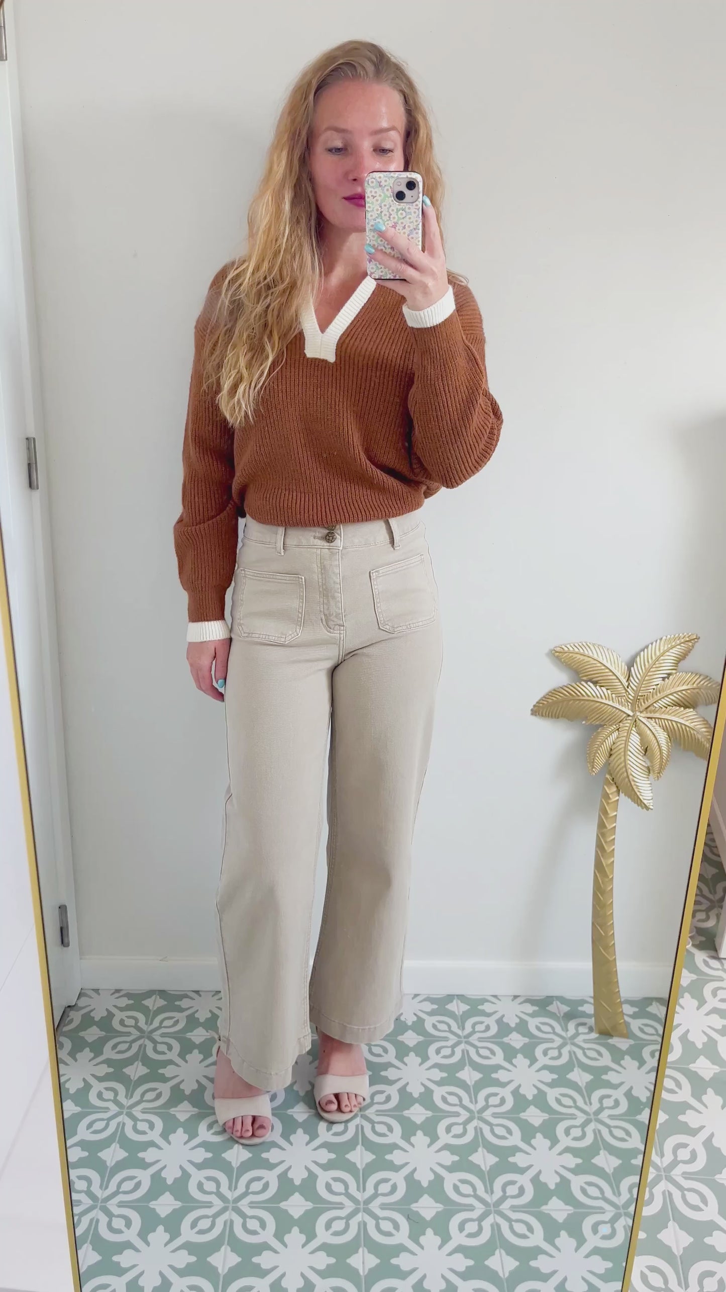 Wide Ankle Jeans - beige