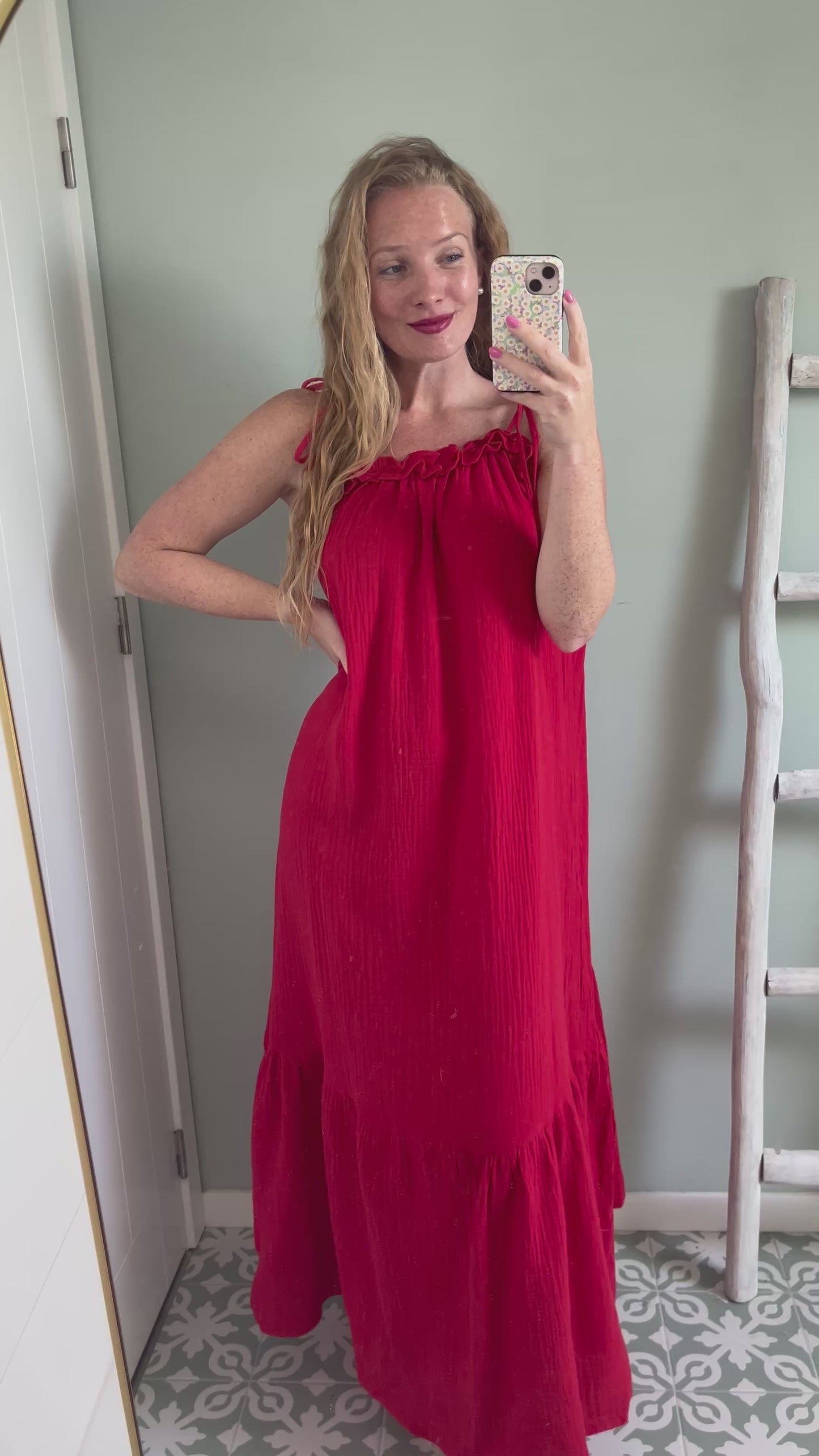 Ruffled Romance Tetra Dress - red