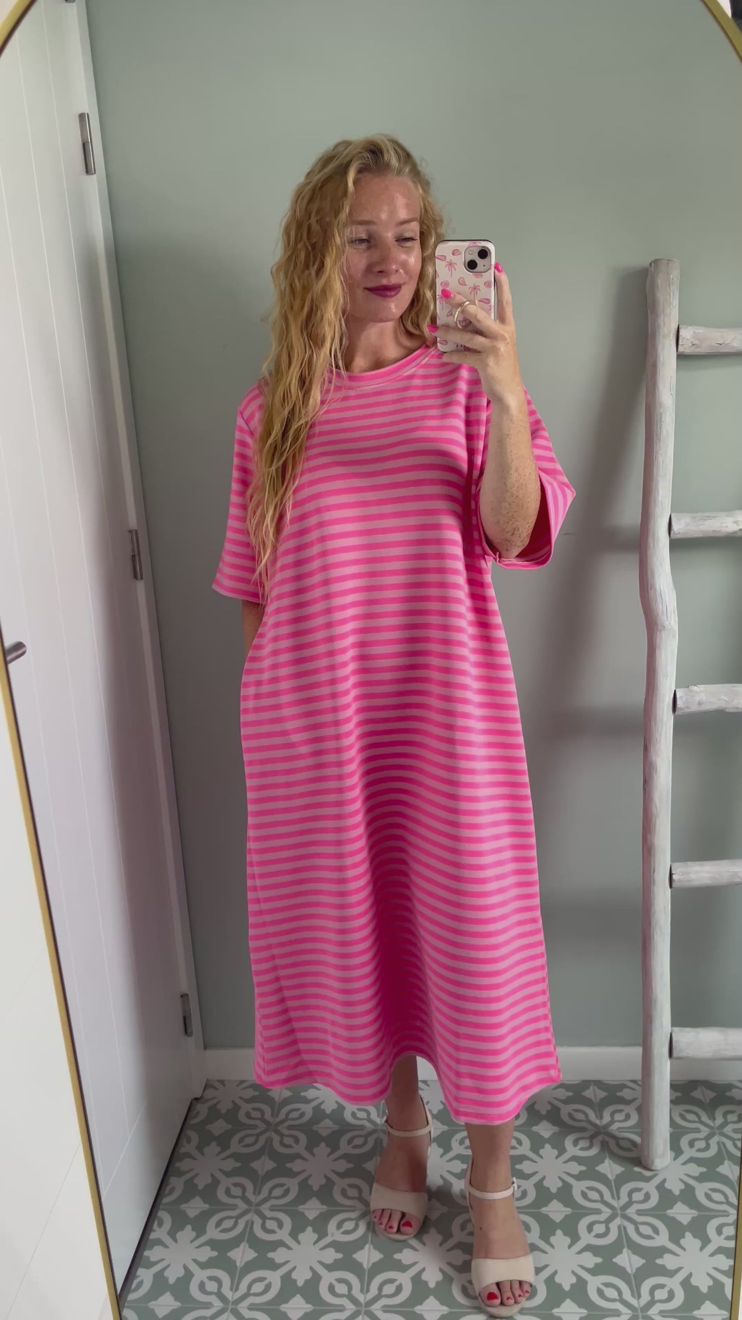Funky Striped Dress - pink/fuchsia