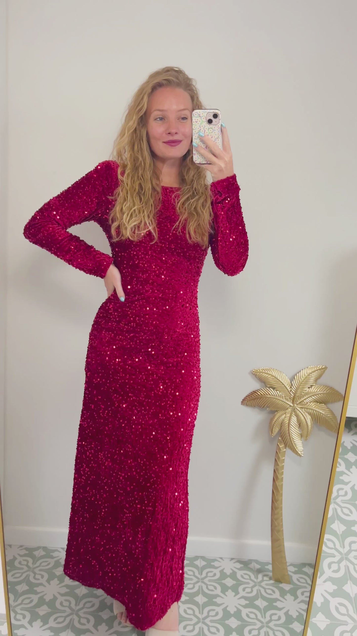 Sequin Goddess Dress - red