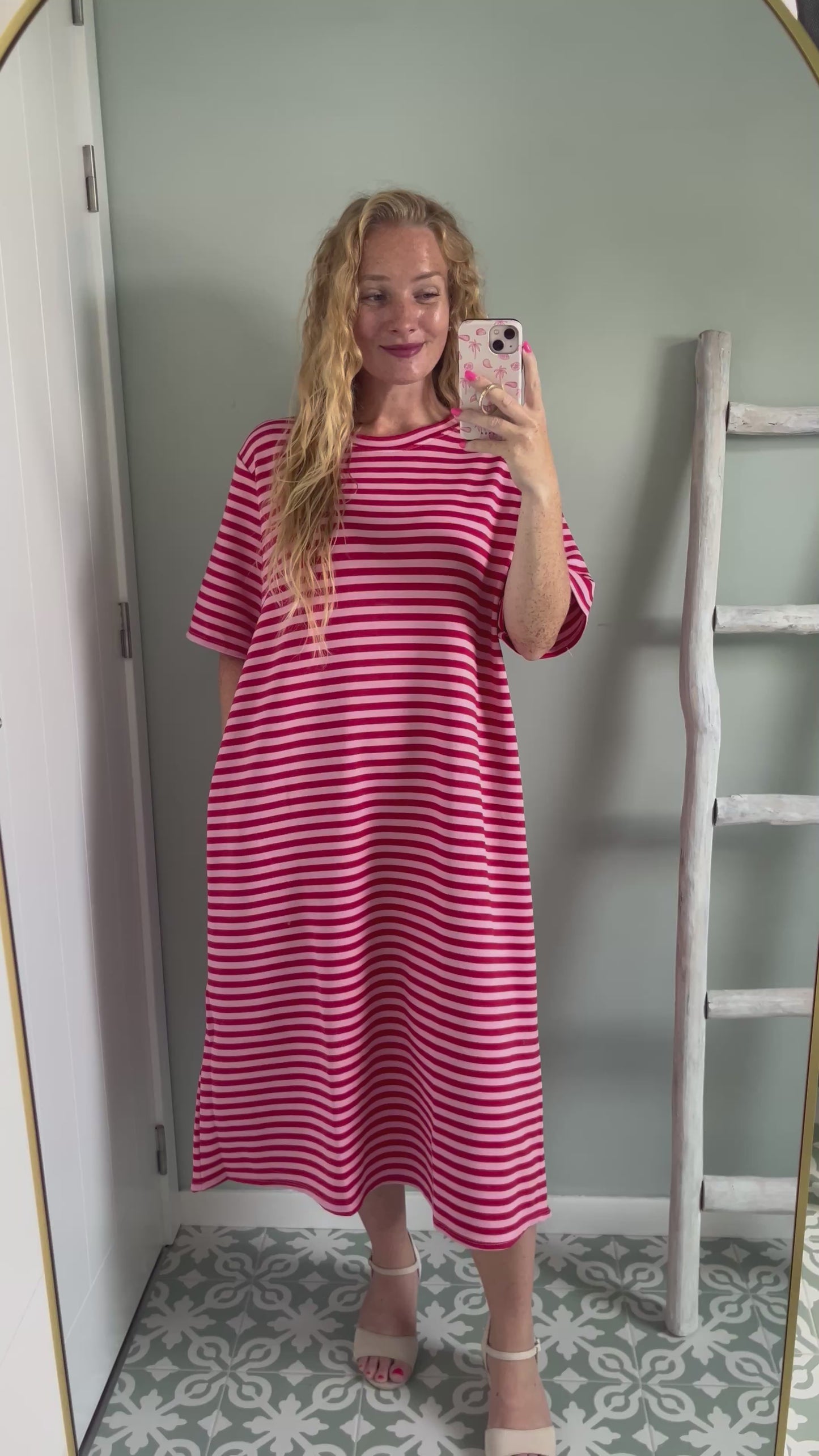 Funky Striped Dress - pink/red