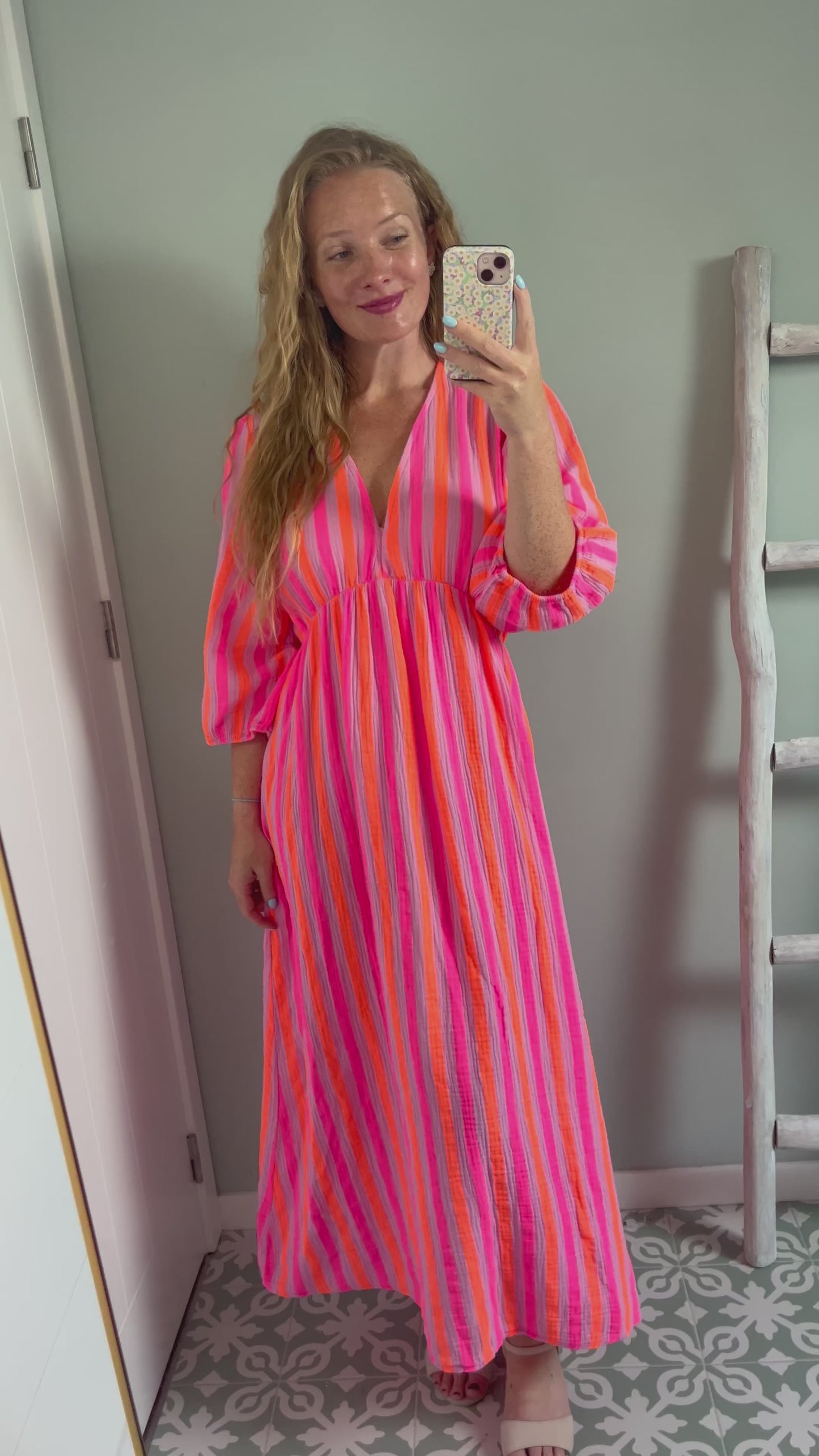 Color Pop Half Sleeve Maxi Dress