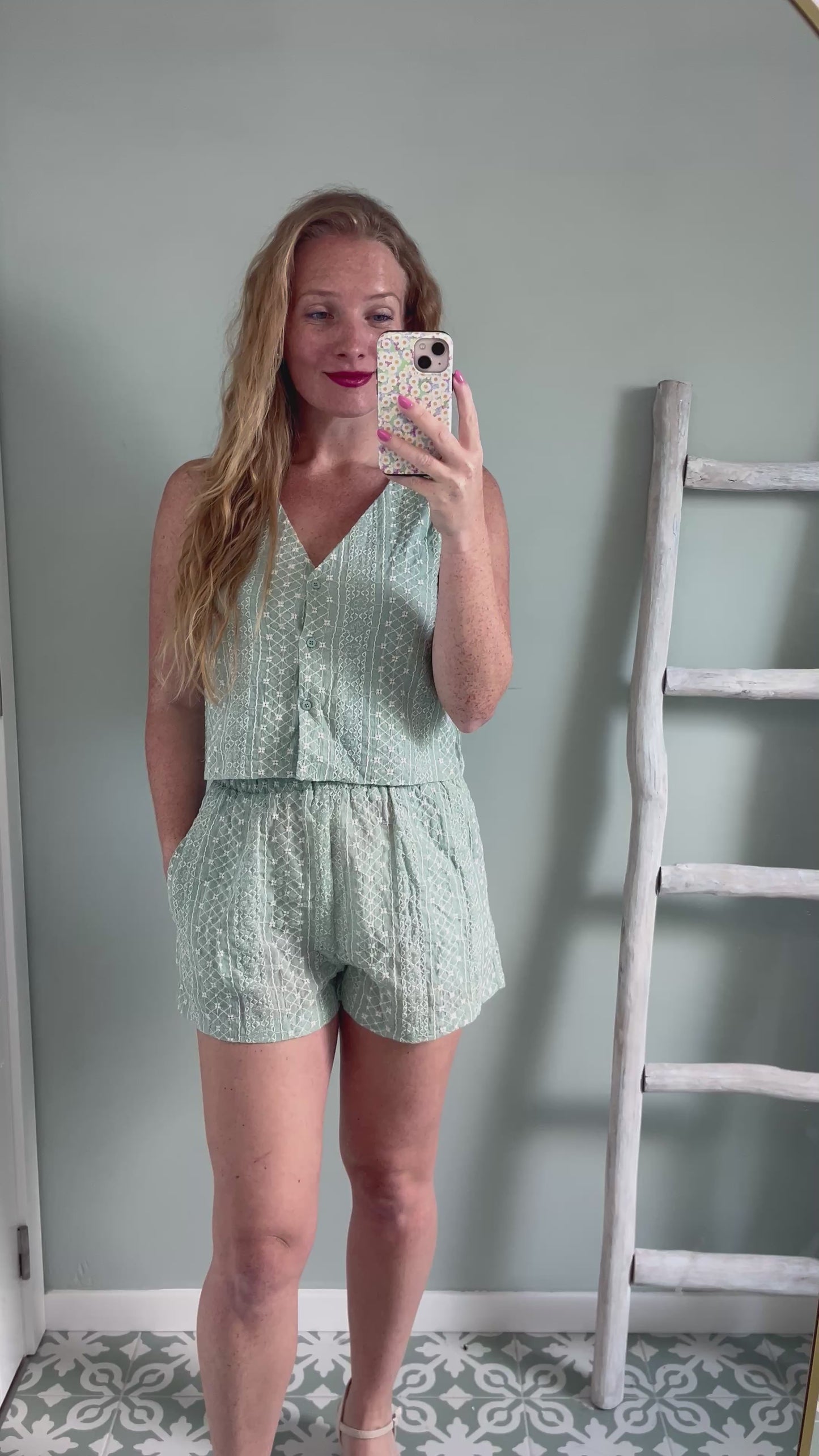 Embroidered Summer Set - mint