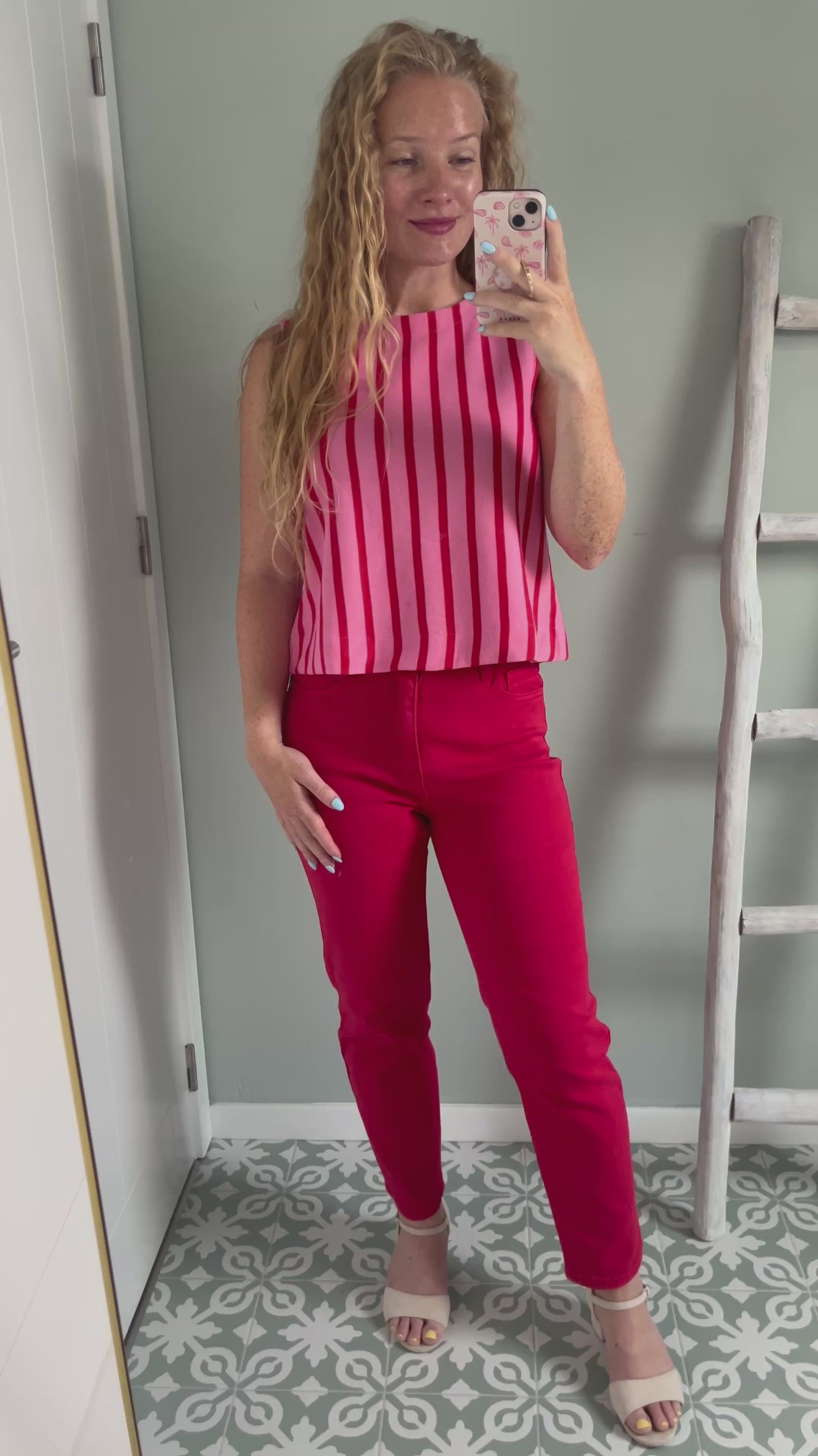 High Waist Mom Jeans - red