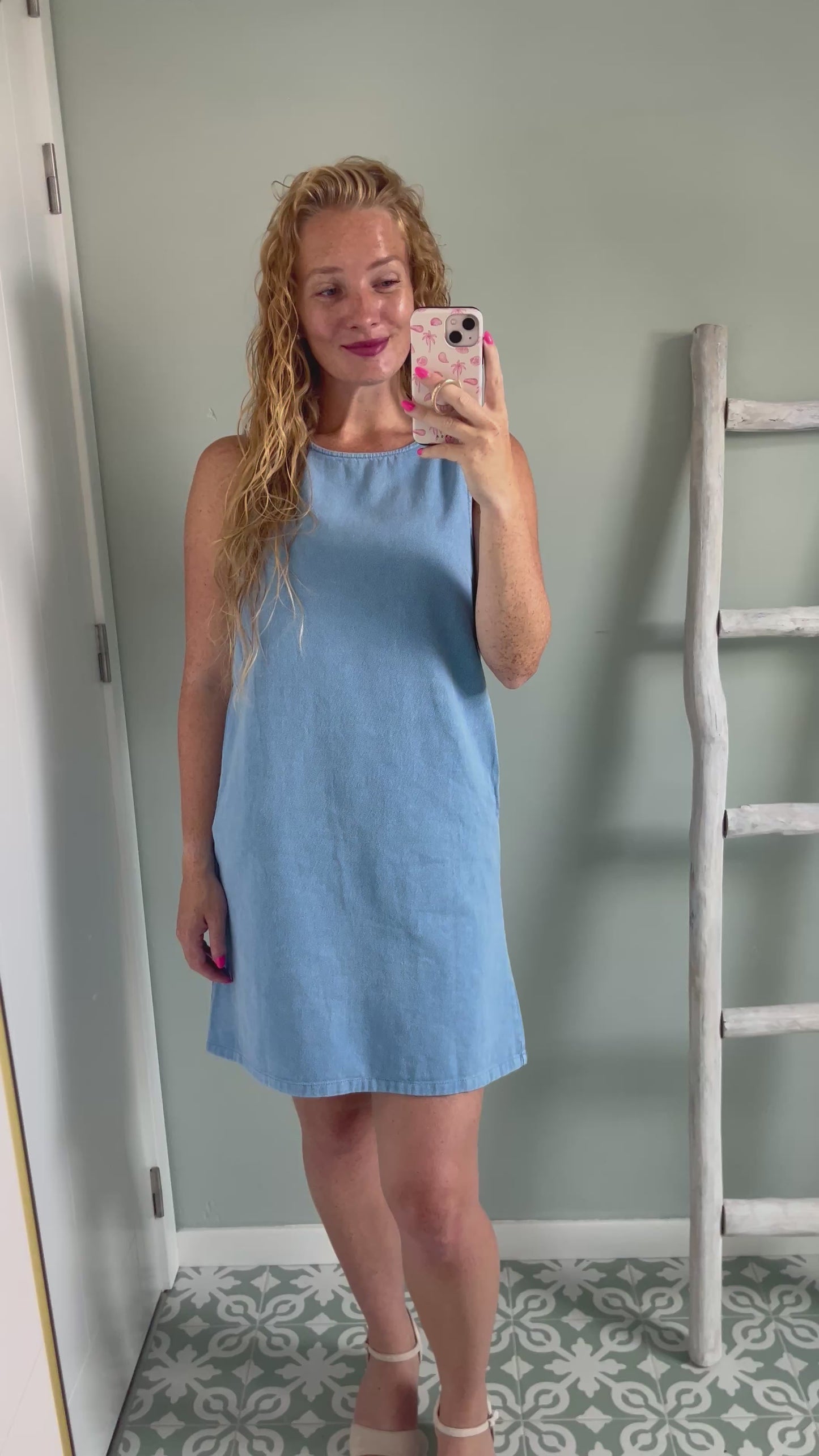 Denim Mini Dress - blue
