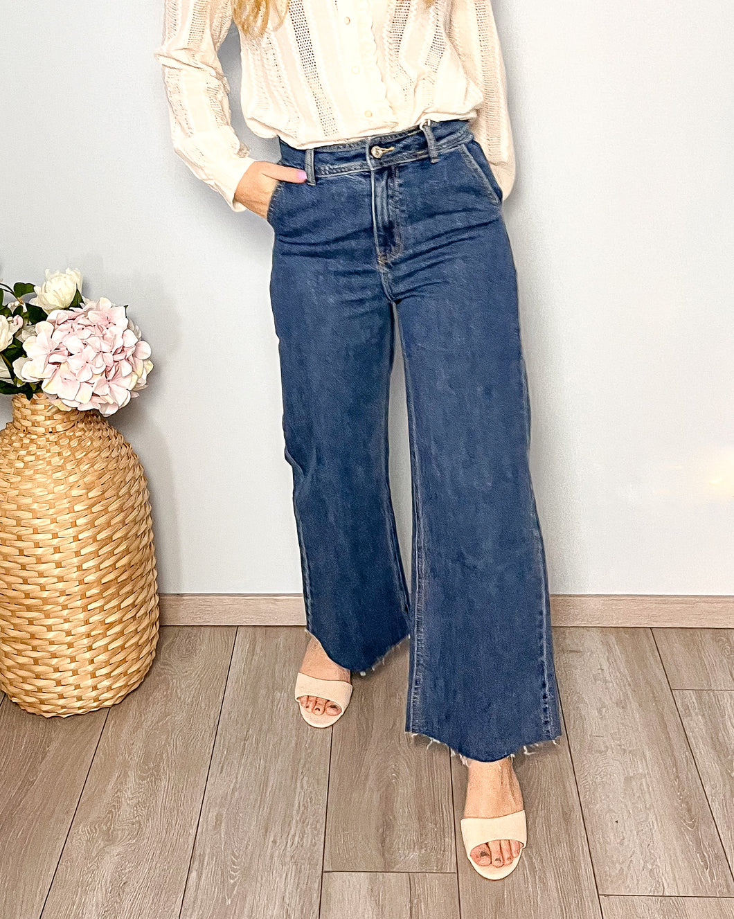 High Waist Flared Jeans - blue