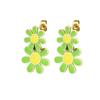 Flower Power earrings - yellow/green